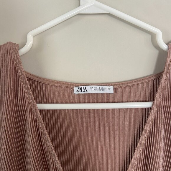 Zara Pleated Champagne Blouse - Picture 2 of 4